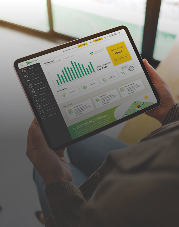 Un tablet che mostra la pagina di Energy Service